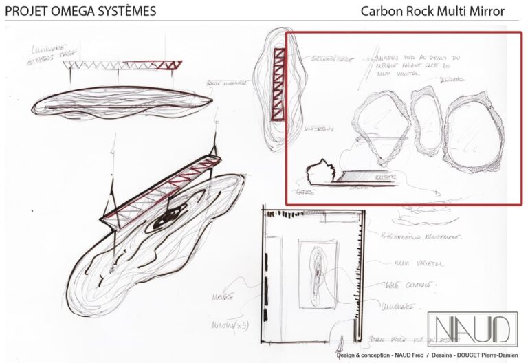 Planche de dessin pour la réalisation d'oeuvres intégrées dans le projet de recyclage de carbon aéronautique avec l'entreprise Web Industries