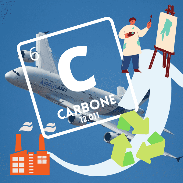 Illustration pour présenter un projet de recyclage du carbone aéronautique dans l'art.