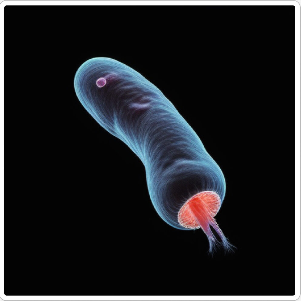 Image d'une bactérie isolée dans le projet artistique de paléonthologie propective, du sculpteur français et artiste numérique Fred Naud