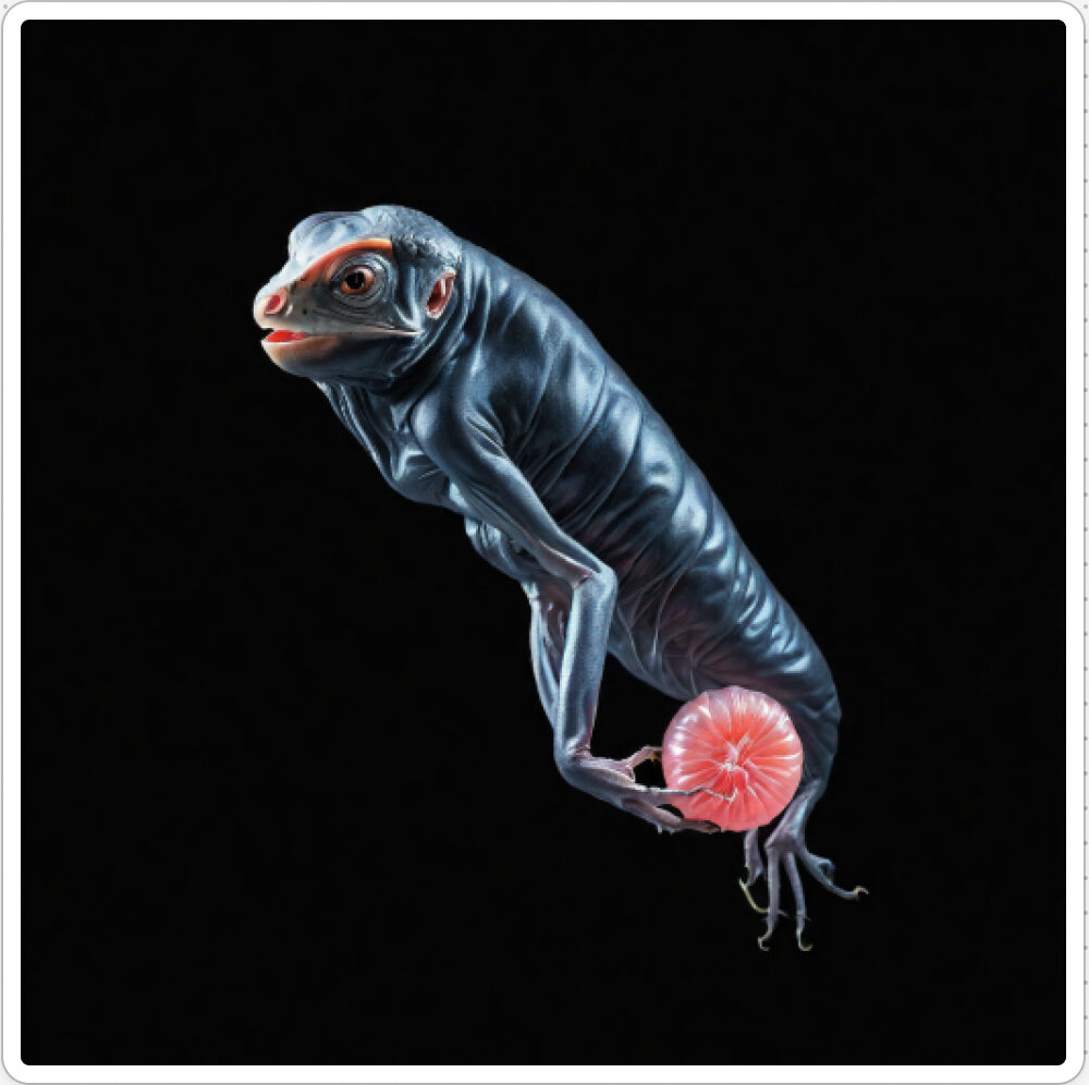 Image d'une bestiole qui a évoluée dans le projet artistique de paléonthologie propective, du sculpteur français et artiste numérique Fred Naud