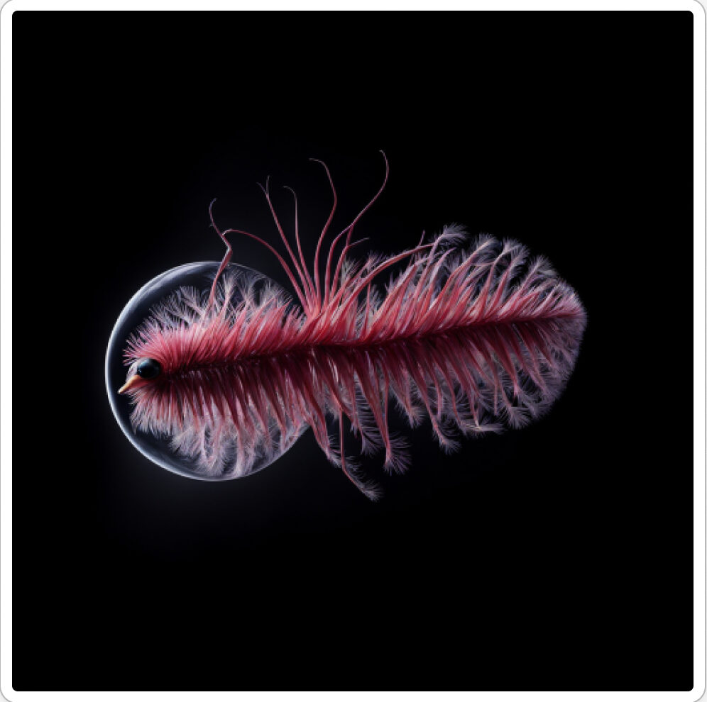 Image d'une bactérie isolée dans le projet artistique de paléonthologie propective, du sculpteur français et artiste numérique Fred Naud