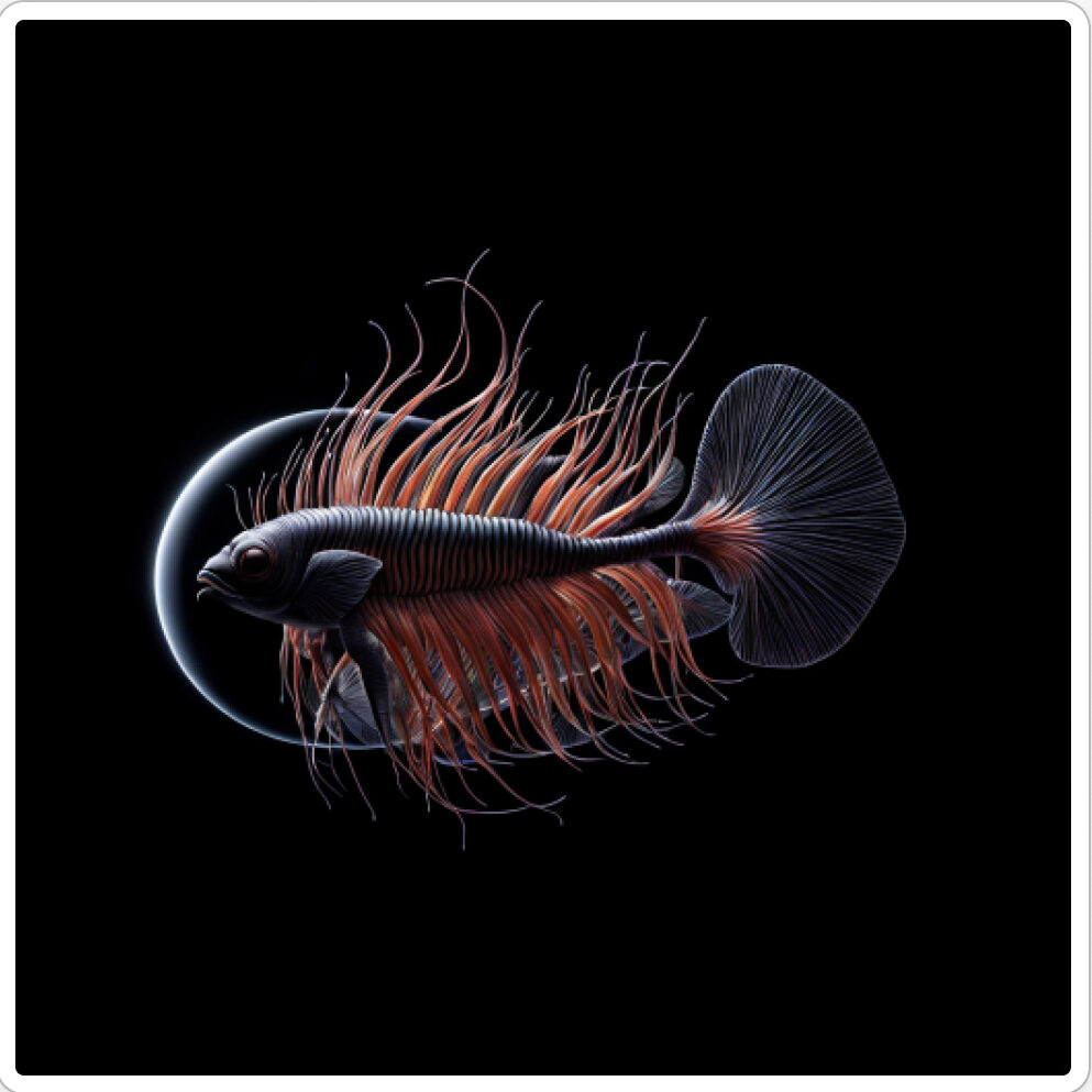 Image d'une bactérie isolée dans le projet artistique de paléonthologie propective, du sculpteur français et artiste numérique Fred Naud