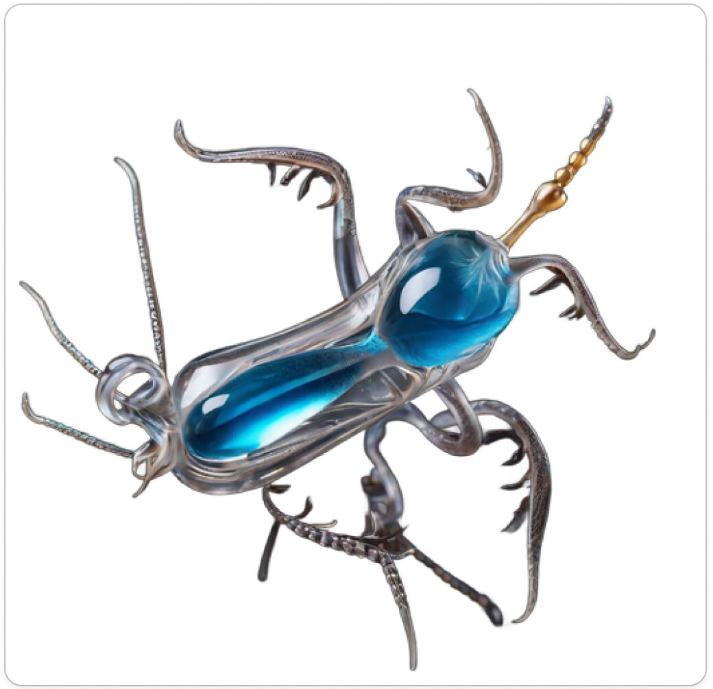 Photo d’une bestiole issue d’un projet de paléontologie prospective artistique, du sculpteur français et artiste numérique Fred Naud.