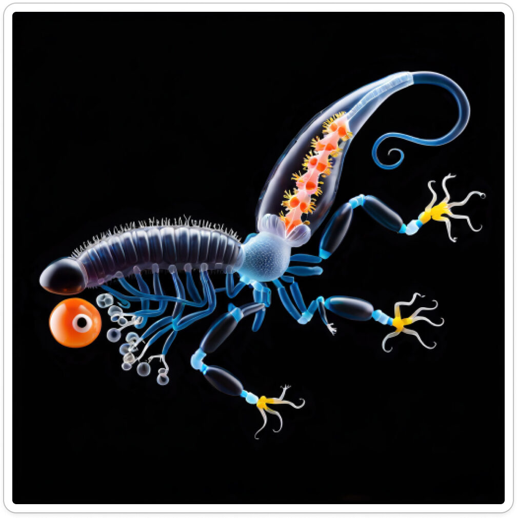 Photo d'une bestiole qui a évolué dans un projet de paléonthologie propective artistique, du sculpteur français et artiste numérique Fred Naud