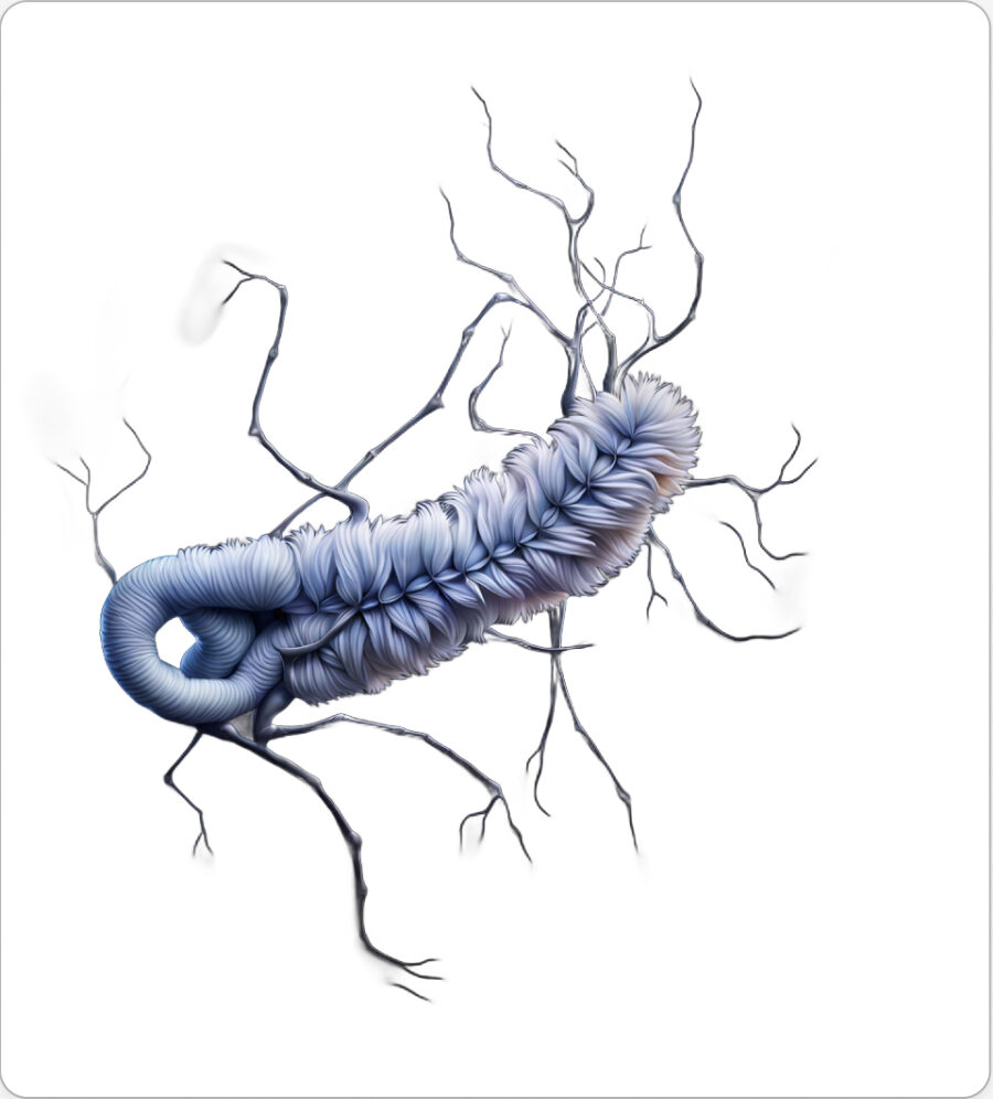 Image d'une bestiole qui a évoluée dans le projet artistique de paléonthologie propective, du sculpteur français et artiste numérique Fred Naud