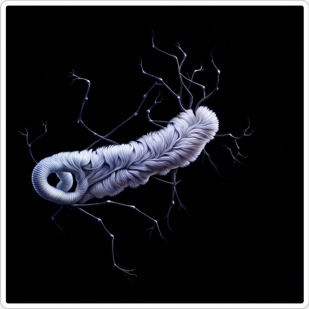 Image d'une bestiole qui a évoluée dans le projet artistique de paléonthologie propective, du sculpteur français et artiste numérique Fred Naud