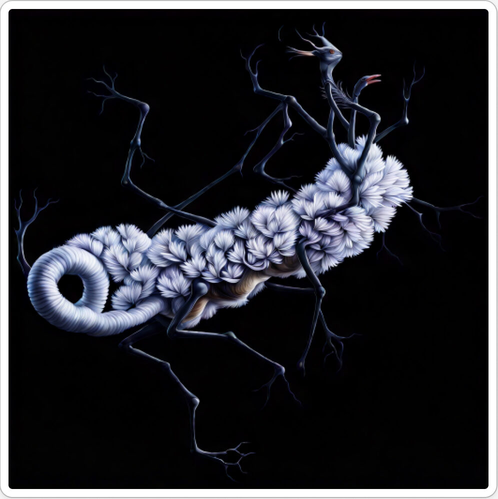 Image d'une bestiole qui a évoluée dans le projet artistique de paléonthologie propective, du sculpteur français et artiste numérique Fred Naud