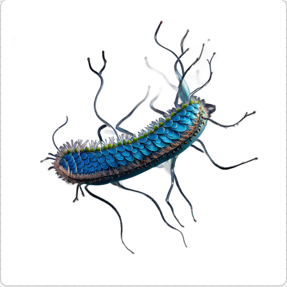 Image d'une bestiole qui a évoluée dans le projet artistique de paléonthologie propective, du sculpteur français et artiste numérique Fred Naud