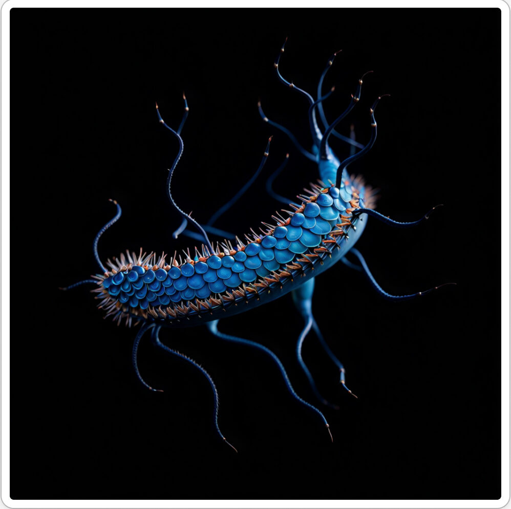 Image d'une bestiole qui a évoluée dans le projet artistique de paléonthologie propective, du sculpteur français et artiste numérique Fred Naud