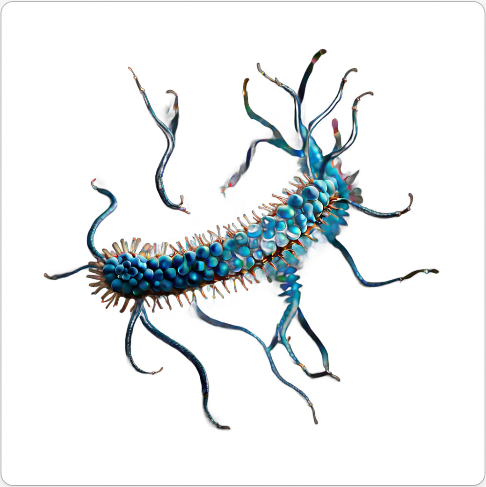 Image d'une bestiole qui a évoluée dans le projet artistique de paléonthologie propective, du sculpteur français et artiste numérique Fred Naud