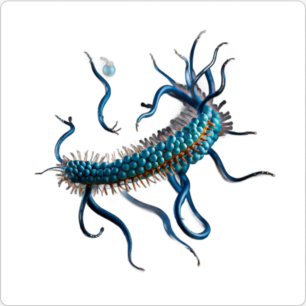 Image d'une bestiole qui a évoluée dans le projet artistique de paléonthologie propective, du sculpteur français et artiste numérique Fred Naud