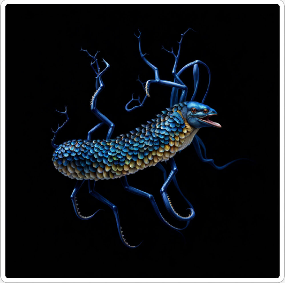 Image d'une bestiole qui a évoluée dans le projet artistique de paléonthologie propective, du sculpteur français et artiste numérique Fred Naud