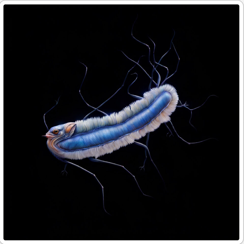 Image d'une bestiole qui a évoluée dans le projet artistique de paléonthologie propective, du sculpteur français et artiste numérique Fred Naud
