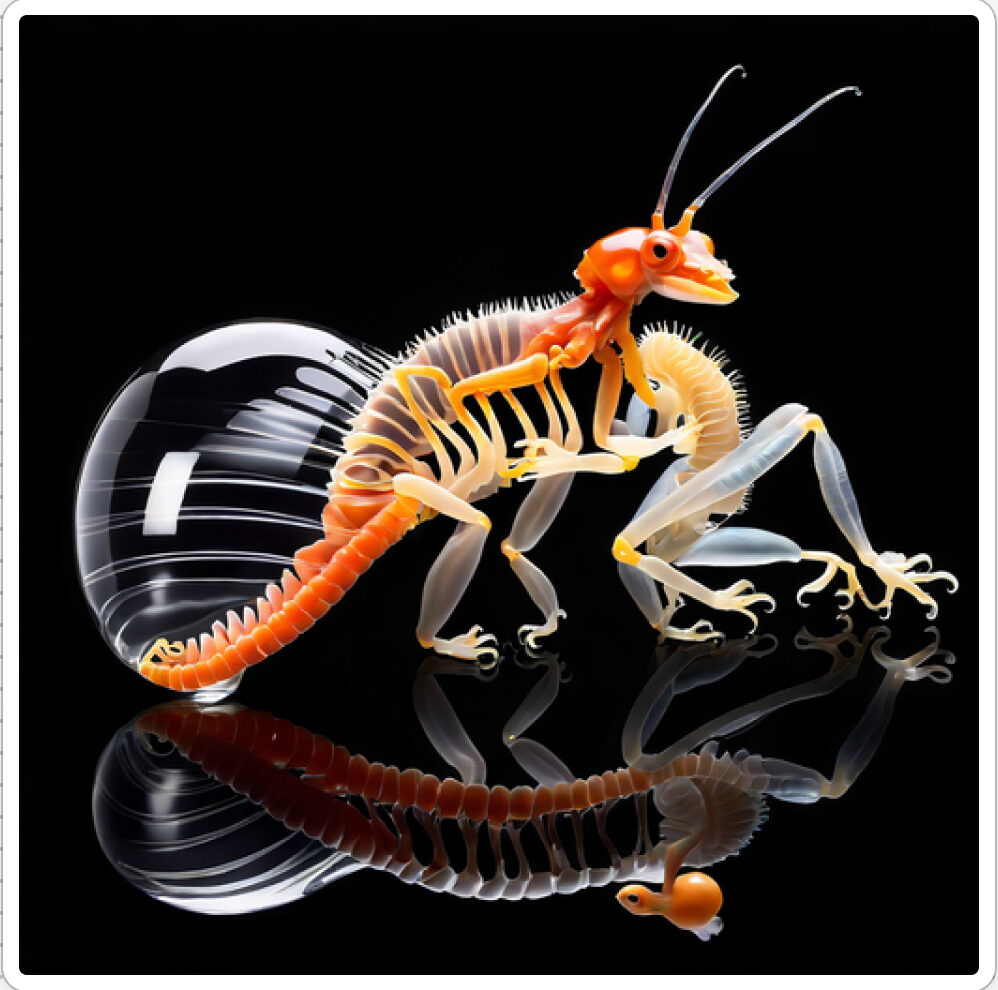 Photo d'une bestiole qui a évolué dans un projet de paléonthologie propective artistique, du sculpteur français et artiste numérique Fred Naud