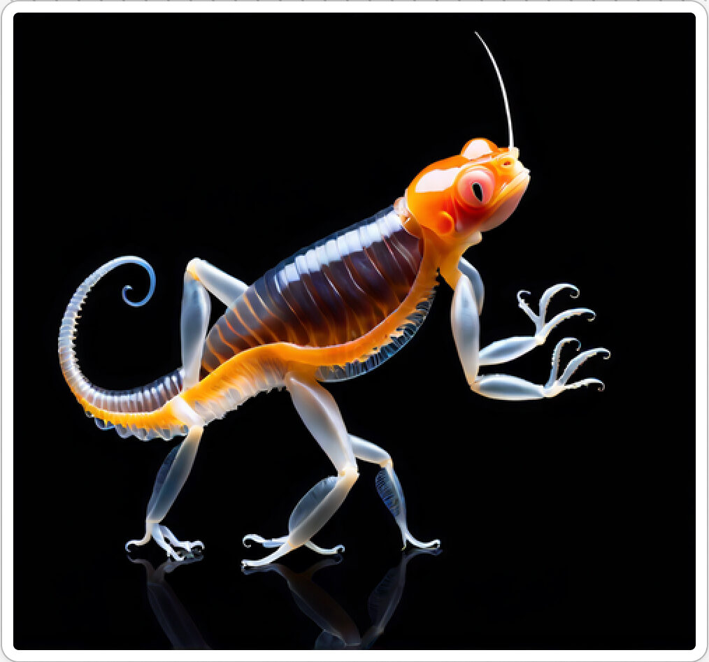 Photo d'une bestiole qui a évolué dans un projet de paléonthologie propective artistique, du sculpteur français et artiste numérique Fred Naud