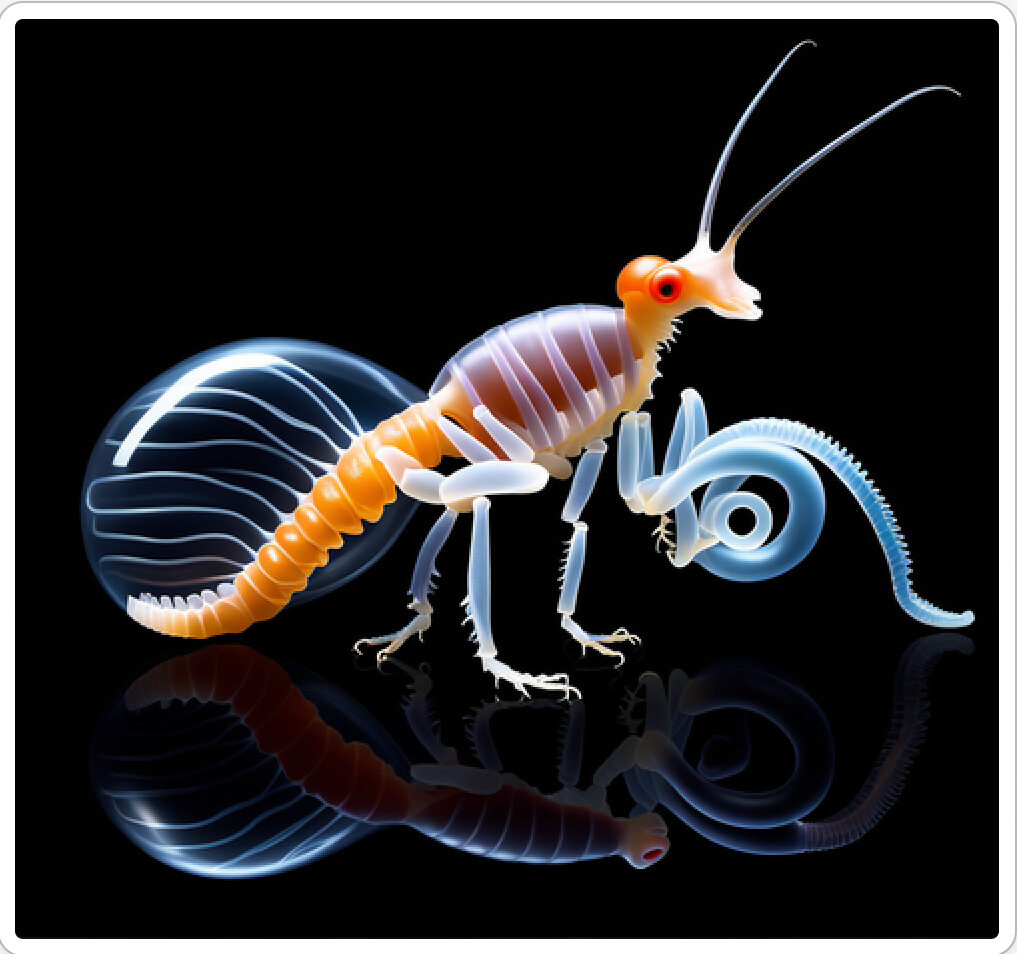 Photo d'une bestiole qui a évolué dans un projet de paléonthologie propective artistique, du sculpteur français et artiste numérique Fred Naud