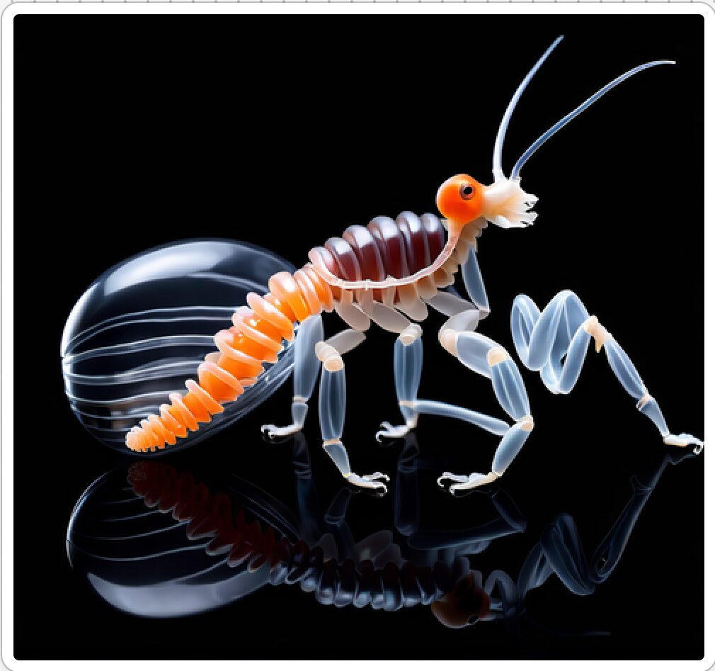 Photo d'une bestiole qui a évolué dans un projet de paléonthologie propective artistique, du sculpteur français et artiste numérique Fred Naud