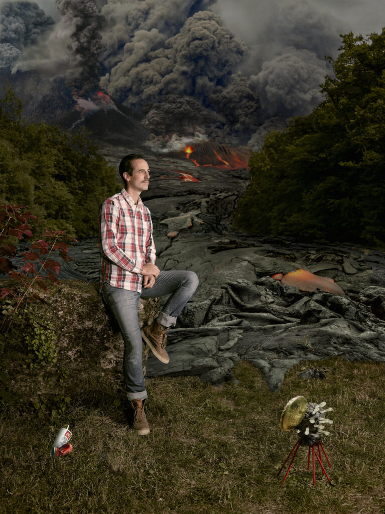 Portrait de l'artiste et sculpteur Fred Naud, réalisé en mat painting par l'artiste photographe Gildas PARÉ