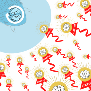 Illustration sur le rachat des startup et l'intéligence pour le glog du sculpteur contemporain Frédéric Naud