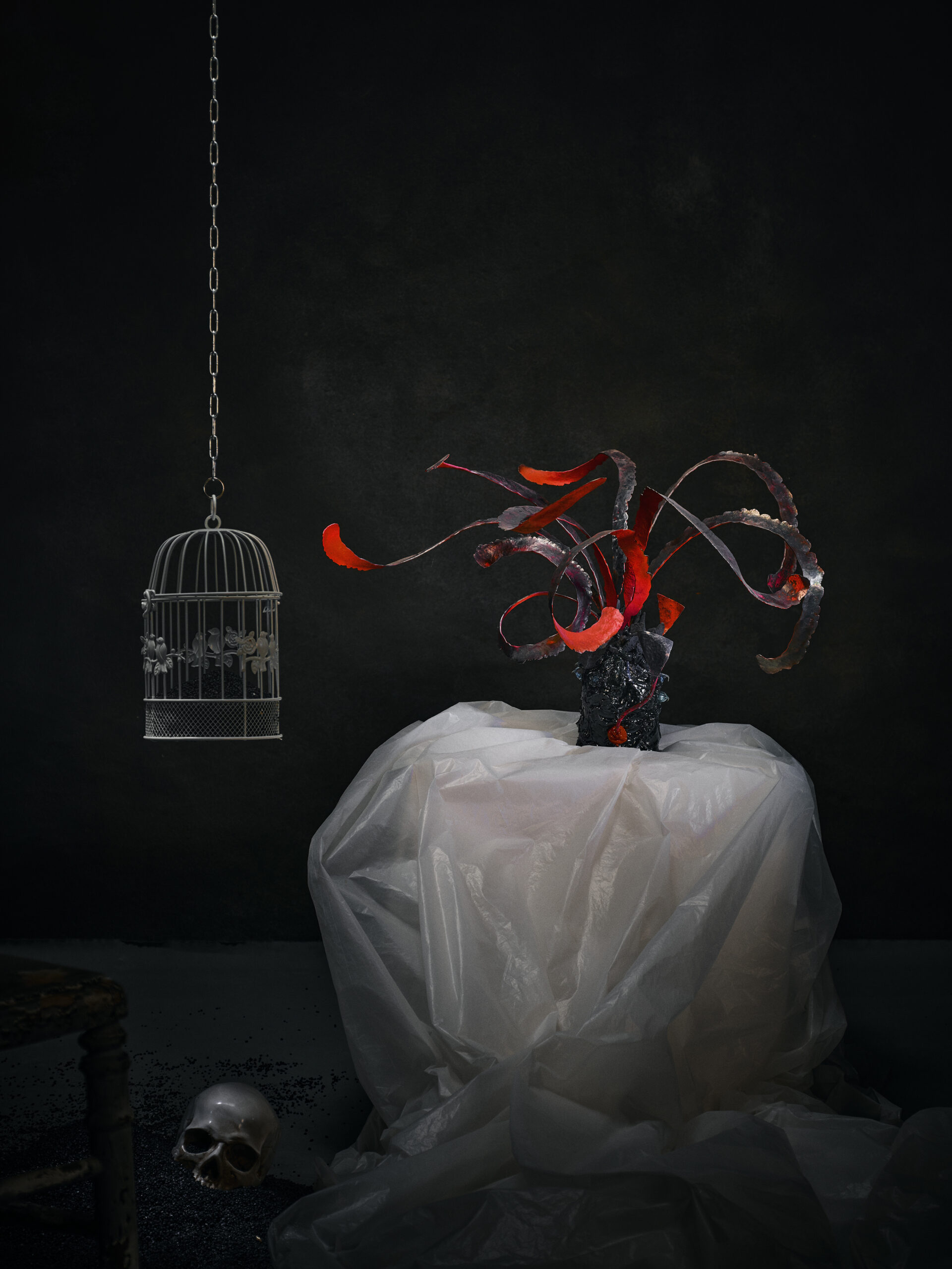 Photo mise en scène par l'artiste photographe Gildas PARÉ, d'une oeuvre collaborative Cadavre exquis de Frédéric Naud et Jean-Philippe Jacq