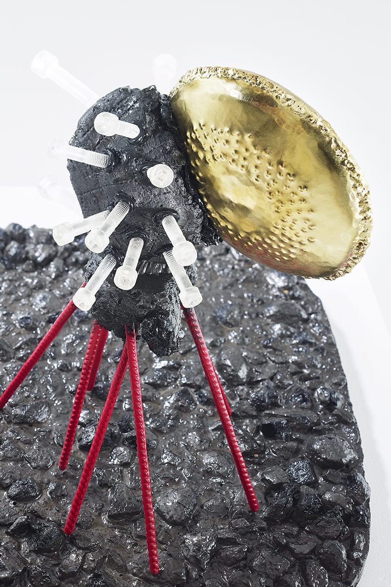 CARBON ROCK GLOBUL SCREWS 1.2 Découvrez la vue du dessus de la sculpture contemporaine de Frédéric Naud, Carbon Rock Globul Screws